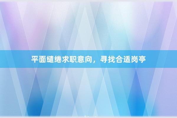 平面缱绻求职意向,寻找合适岗亭