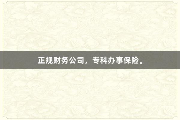 正规财务公司，专科办事保险。