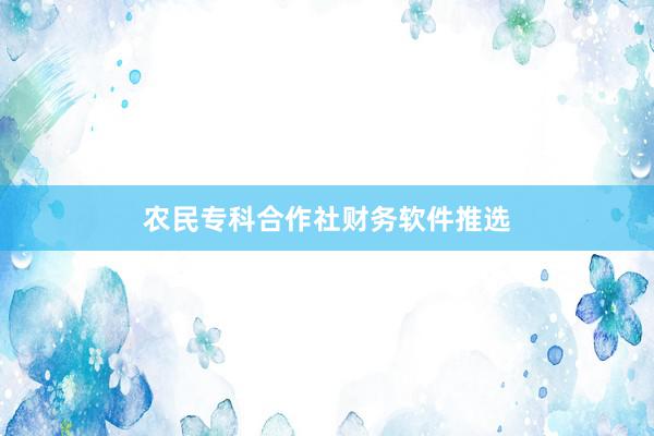 农民专科合作社财务软件推选